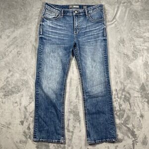 BKE Denim Men Tyler Bootleg Jeans Medium Wash Bootcut Size 34R (35x32)